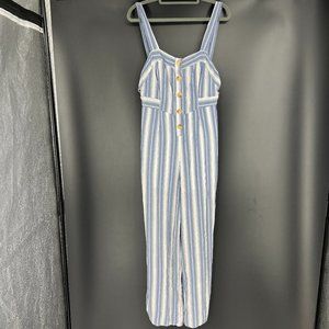 Button Up Striped Jumpsuit Size S